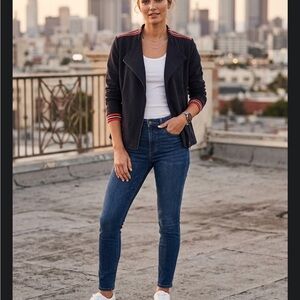 SAINT+SOFIA Navy Women's Blazer with Red Accents